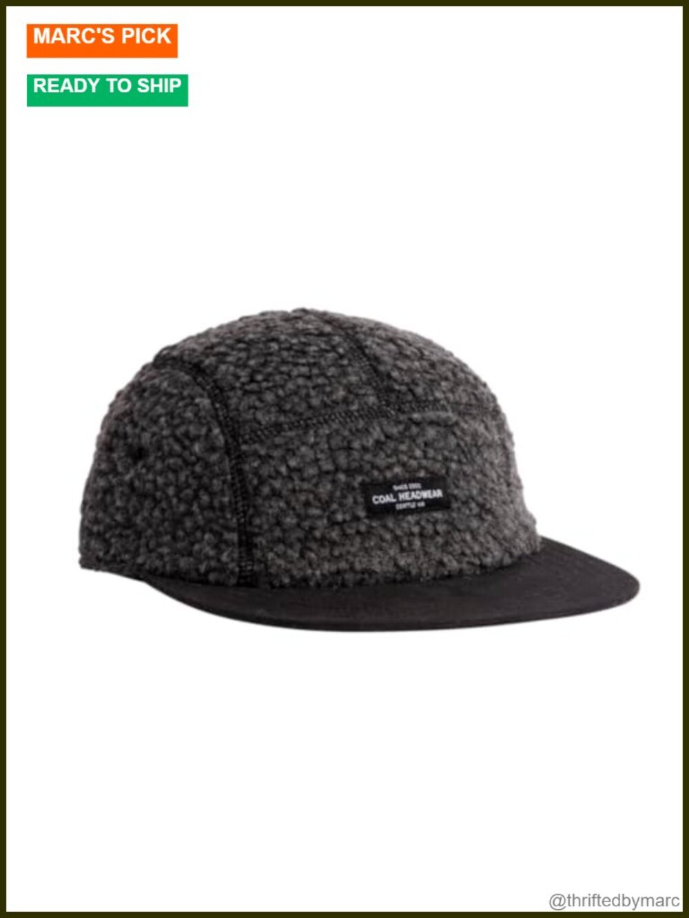Sherpa Fleece 5 Panel Cap Waxed Canvas Brim Adjustable Outdoor Hat